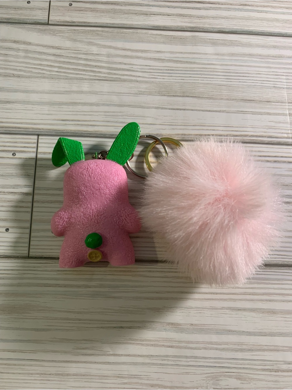 NWOT Fuggler Pink Bunny Keychain with Fluffy Pom Pom - Kids Toy Accessory - Picture 2 of 4